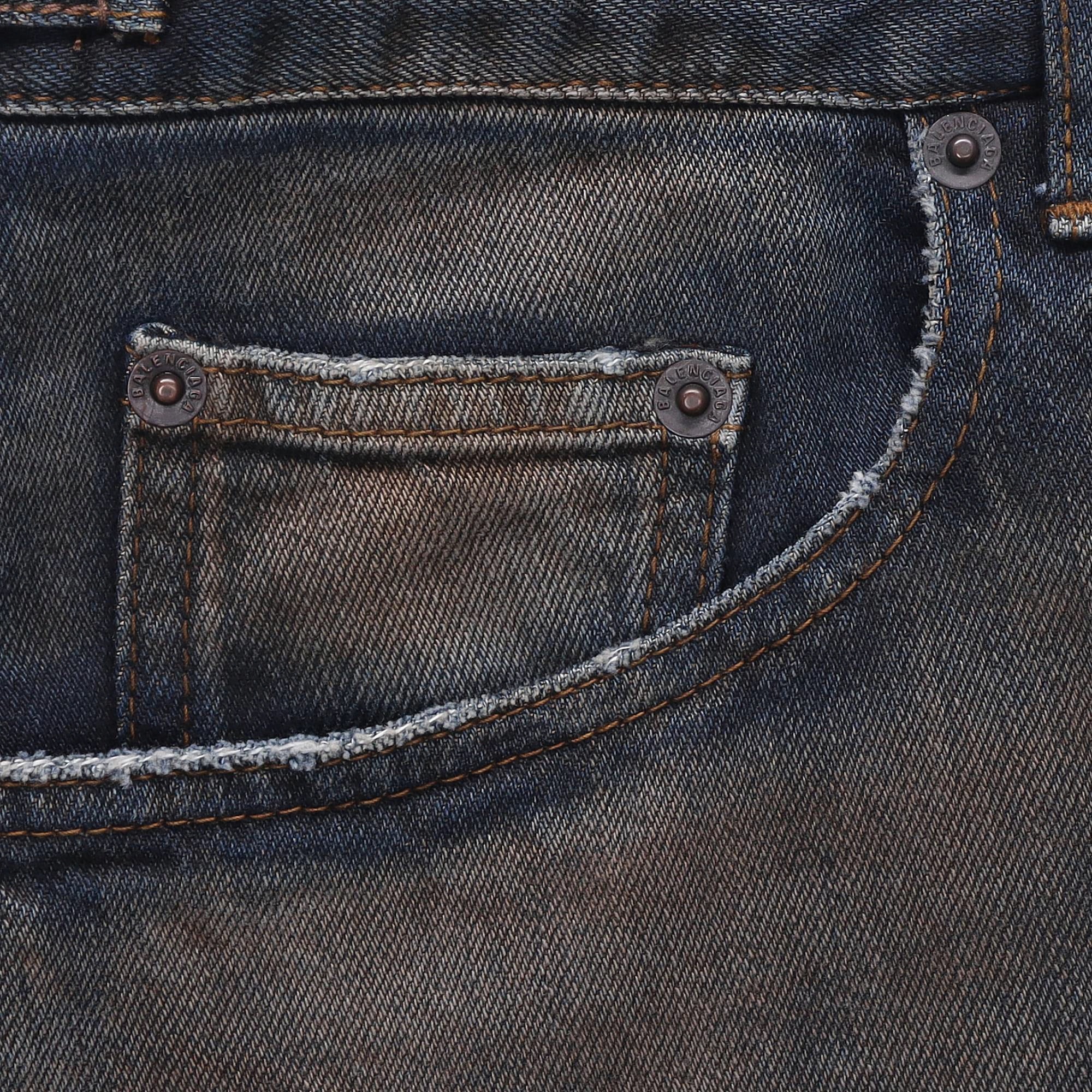 VIP【関税送料無料】希少 BALENCIAGA DARK BLUE DENIM JEANS Balenciaga Balenciaga Distressed Denim Jeans Black | Grailed